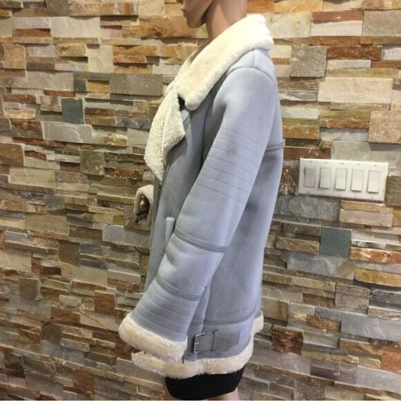 ZARA Blue faux sheepskin jacket - Picture 8 of 15